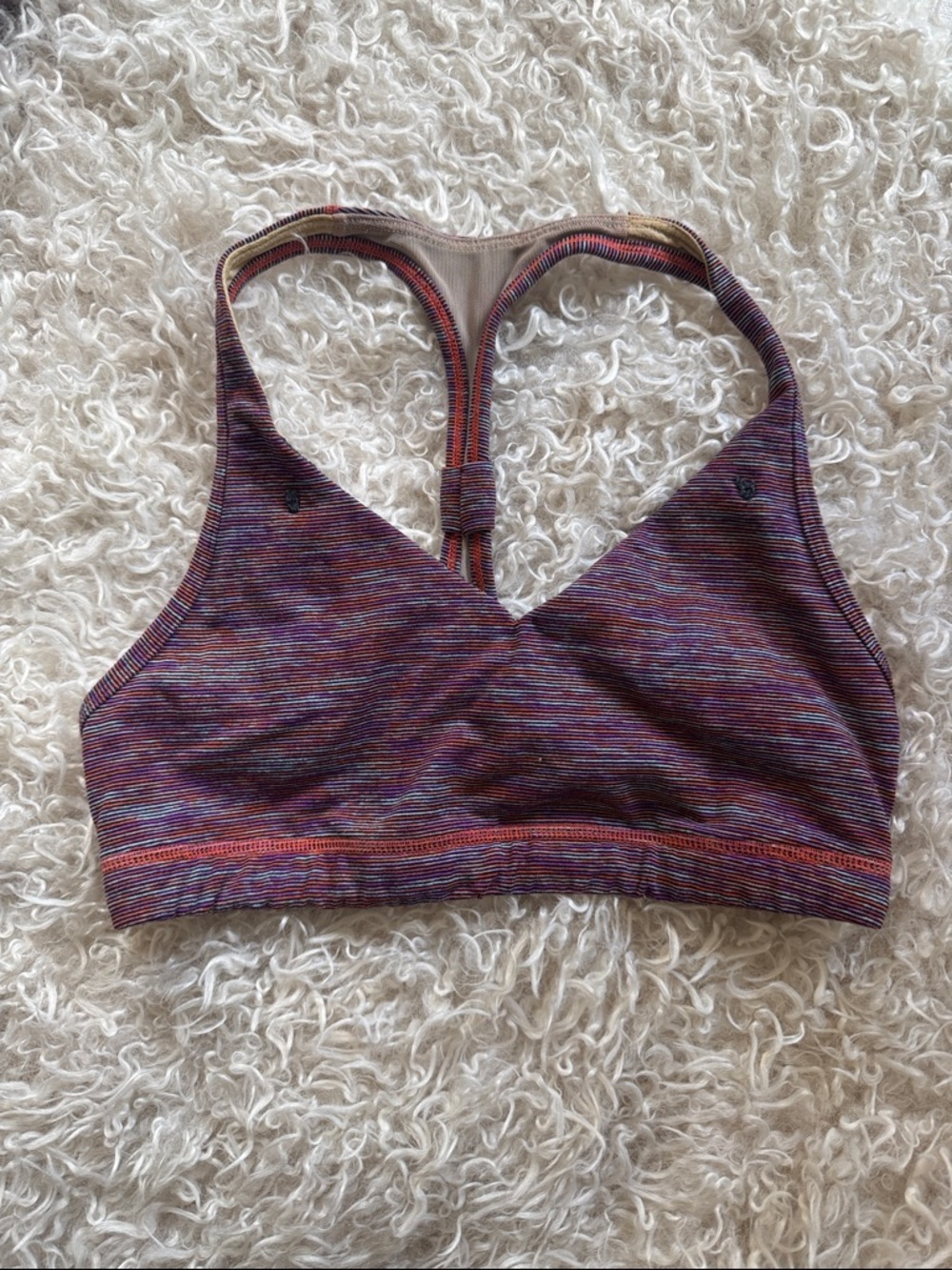 Lululemon size 4 sports bra. Multicolor Striped Racerback. Mint condition